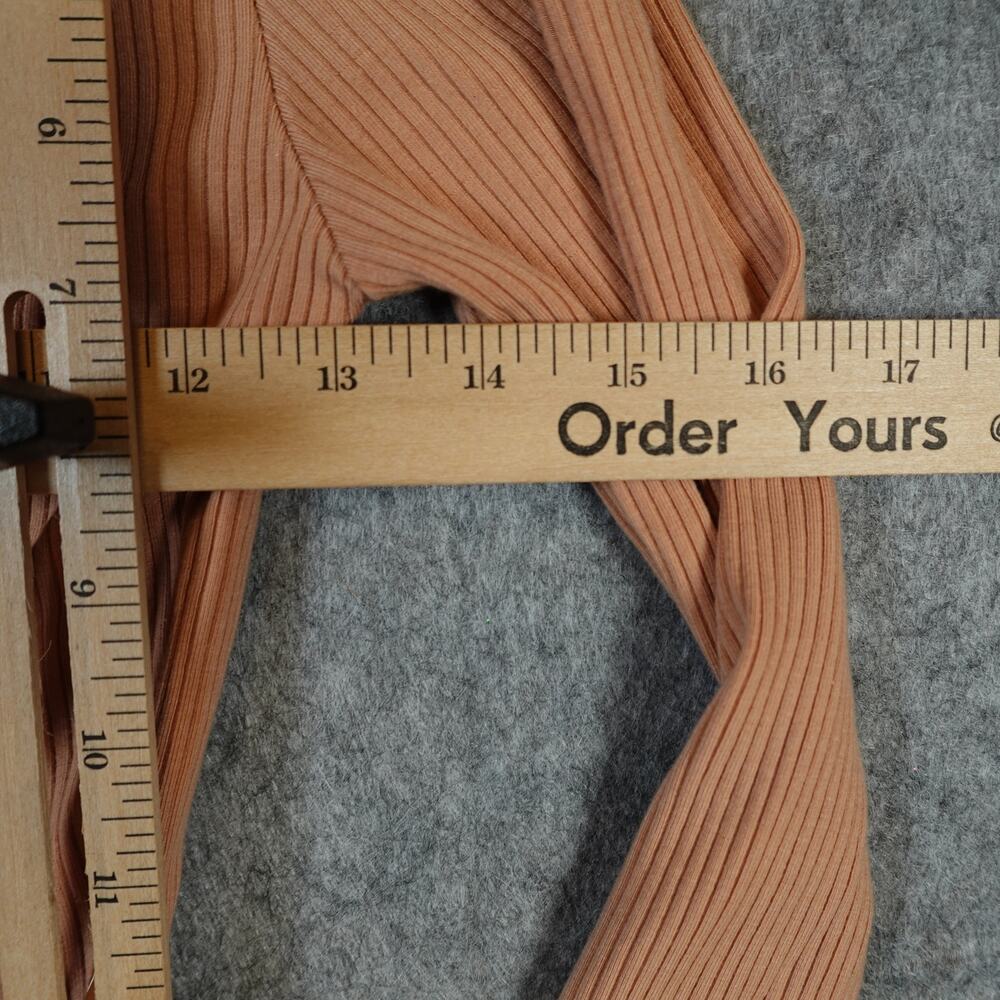 Reformation Bodysuit Womens Extra Small Grady Ribbed Tie Neck Deep V Buff Tan - Picture 6 of 10